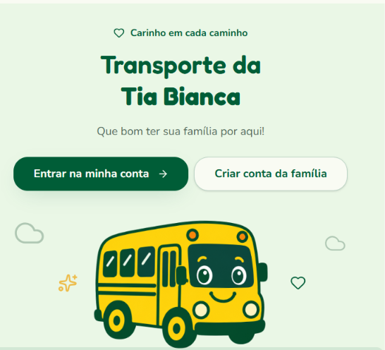 Tela inicial do Transporte da Tia Bianca